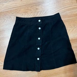H&M Black suede button down skirt